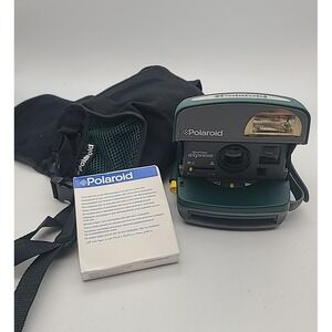 VTG Green Polaroid & Film One Step Express 600 Camera Manual Carry Case Untested